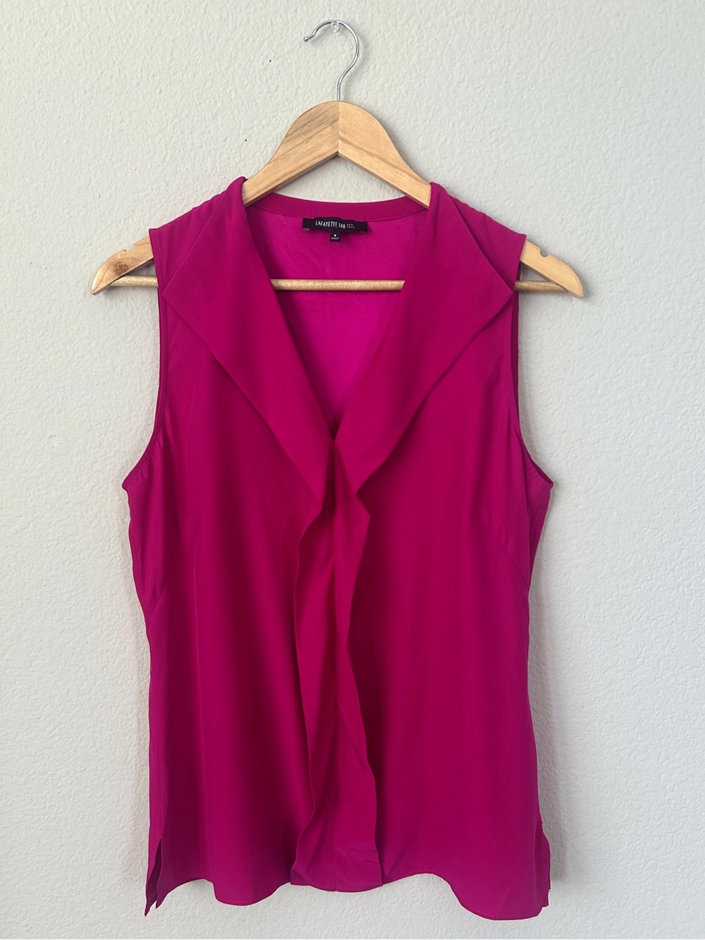 Lafayette 148 New York 100% Silk Ruffle-Front Sleeveless Blouse | Size 8
